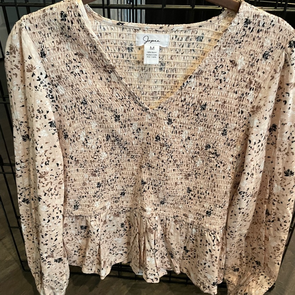 Abstract Floral Patterned Japna Blouse Size Medium